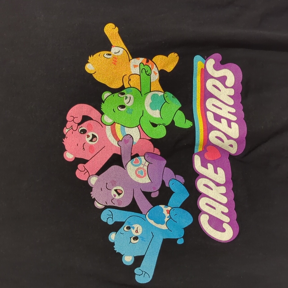 Care Bears Crop Top Women Size Medium Black T Shirt